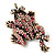 Pink Swarovski Crystal 'Frog & Dragonfly' Flex Ring In Burnt Gold Plating - 7cm Length (Size 7/8) - view 3