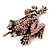 Pink Swarovski Crystal 'Frog & Dragonfly' Flex Ring In Burnt Gold Plating - 7cm Length (Size 7/8) - view 4