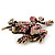 Pink Swarovski Crystal 'Frog & Dragonfly' Flex Ring In Burnt Gold Plating - 7cm Length (Size 7/8) - view 7
