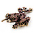 Purple Swarovski Crystal 'Frog & Dragonfly' Flex Ring In Burnt Gold Plating - 7cm Length (Size 7/8) - view 4