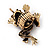 Purple Swarovski Crystal 'Frog & Dragonfly' Flex Ring In Burnt Gold Plating - 7cm Length (Size 7/8) - view 7
