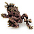 Purple Swarovski Crystal 'Frog & Dragonfly' Flex Ring In Burnt Gold Plating - 7cm Length (Size 7/8) - view 3