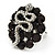 Crystal 'Snake' On Black 'Flower' Ring In Silver Finish - Adjustable - 3.3cm Diameter - view 4