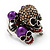 Diamante Purple Multi Skull Flex Ring - 3cm Length (Size 7/9) - view 4