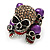 Diamante Purple Multi Skull Flex Ring - 3cm Length (Size 7/9) - view 5