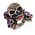 Diamante Purple Multi Skull Flex Ring - 3cm Length (Size 7/9) - view 10