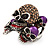Diamante Purple Multi Skull Flex Ring - 3cm Length (Size 7/9) - view 12