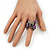 Diamante Purple Multi Skull Flex Ring - 3cm Length (Size 7/9) - view 2