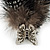 Oversized Black/White Feather 'Butterfly' Stretch Ring In Silver Plating - Adjustable - 14cm Length - view 3