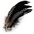 Oversized Black/White Feather 'Butterfly' Stretch Ring In Silver Plating - Adjustable - 14cm Length - view 5