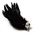 Oversized Black/White Feather 'Butterfly' Stretch Ring In Silver Plating - Adjustable - 14cm Length - view 11