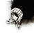 Oversized Black/White Feather 'Butterfly' Stretch Ring In Silver Plating - Adjustable - 14cm Length - view 6