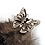 Oversized Black/White Feather 'Butterfly' Stretch Ring In Silver Plating - Adjustable - 14cm Length - view 7