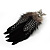 Oversized Black/White Feather 'Butterfly' Stretch Ring In Silver Plating - Adjustable - 14cm Length - view 4