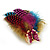Oversized Multicoloured Feather 'Butterfly' Stretch Ring In Gold Plating - Adjustable - 9cm Length - view 9