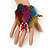 Oversized Multicoloured Feather 'Butterfly' Stretch Ring In Gold Plating - Adjustable - 9cm Length - view 2
