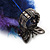 Oversized Purple/Violet/Magenta Feather 'Butterfly' Stretch Ring In Black Metal - Adjustable - 12cm Length - view 4