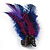 Oversized Purple/Violet/Magenta Feather 'Butterfly' Stretch Ring In Black Metal - Adjustable - 12cm Length - view 10