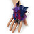 Oversized Purple/Violet/Magenta Feather 'Butterfly' Stretch Ring In Black Metal - Adjustable - 12cm Length - view 2