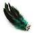 Oversized Green/Blue Feather 'Flying Skull' Stretch Ring In Silver Plating - Adjustable - 14cm Length - view 8