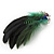 Oversized Green/Blue Feather 'Flying Skull' Stretch Ring In Silver Plating - Adjustable - 14cm Length - view 7
