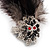 Oversized Black/White Feather 'Owl' Stretch Ring In Gold Plating - Adjustable - 13cm Length - view 4
