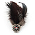 Oversized Black/White Feather 'Owl' Stretch Ring In Gold Plating - Adjustable - 13cm Length