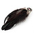 Oversized Black/White Feather 'Owl' Stretch Ring In Gold Plating - Adjustable - 13cm Length - view 7