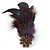 Oversized Multicoloured Feather 'Owl' Stretch Ring In Gold Plating - Adjustable - 13cm Length