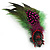 Oversized Green/Magenta/Red Feather 'Indian Skull' Stretch Ring In Silver Plating - Adjustable - 12cm Length - view 10