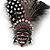 Oversized Black/White/Red Feather 'Indian Skull' Stretch Ring In Silver Plating - Adjustable - 13cm Length - view 3