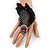 Oversized Black/White/Red Feather 'Indian Skull' Stretch Ring In Silver Plating - Adjustable - 13cm Length - view 2