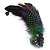 Oversized Green/Purple Feather 'Owl' Stretch Ring In Black Metal - Adjustable - 11cm Length - view 5