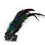 Oversized Green/Purple Feather 'Owl' Stretch Ring In Black Metal - Adjustable - 11cm Length - view 10