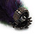 Oversized Green/Purple Feather 'Owl' Stretch Ring In Black Metal - Adjustable - 11cm Length - view 6
