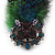 Oversized Green/Purple Feather 'Owl' Stretch Ring In Black Metal - Adjustable - 11cm Length - view 9