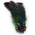 Oversized Green/Purple Feather 'Owl' Stretch Ring In Black Metal - Adjustable - 11cm Length - view 3