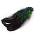 Oversized Green/Purple Feather 'Owl' Stretch Ring In Black Metal - Adjustable - 11cm Length - view 8