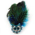 Oversized Green/Blue Feather 'Owl' Stretch Ring In Silver Plating - Adjustable - 13cm Length - view 9