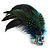 Oversized Green/Blue Feather 'Owl' Stretch Ring In Silver Plating - Adjustable - 13cm Length - view 5