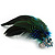 Oversized Green/Blue Feather 'Owl' Stretch Ring In Silver Plating - Adjustable - 13cm Length - view 12