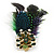 Oversized Green/Purple/Blue Feather 'Peacock' Stretch Ring In Gold Plating - Adjustable - 11cm Length - view 8