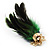Oversized Green/Purple/Blue Feather 'Peacock' Stretch Ring In Gold Plating - Adjustable - 11cm Length - view 6