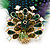 Oversized Green/Purple/Blue Feather 'Peacock' Stretch Ring In Gold Plating - Adjustable - 11cm Length - view 4
