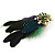 Oversized Green/Purple/Blue Feather 'Peacock' Stretch Ring In Gold Plating - Adjustable - 11cm Length - view 7