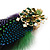 Oversized Green/Purple/Blue Feather 'Peacock' Stretch Ring In Gold Plating - Adjustable - 11cm Length - view 9