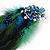 Oversized Green/Teal/Blue Feather 'Peacock' Stretch Ring In Silver Plating - Adjustable - 15cm Length - view 14