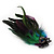 Oversized Green/Purple/Blue Feather 'Peacock' Stretch Ring In Silver Plating - Adjustable - 15cm Length - view 7