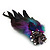 Oversized Green/Purple/Blue Feather 'Peacock' Stretch Ring In Silver Plating - Adjustable - 15cm Length - view 5