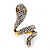 Clear Crystal 'Snake' Ring In Antique Gold Finish - 4.5cm Length - view 9